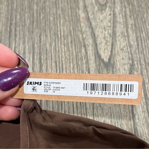 NWT Skims Fits Everybody Shrug Bolero Top Open Front Fitted Stretch Cocoa 4X - Picture 3 of 4